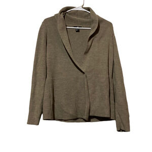 H&m Womens Cardigan Sweater Brown Long Sleeve Shawl Collar Ribbed Knit Button L